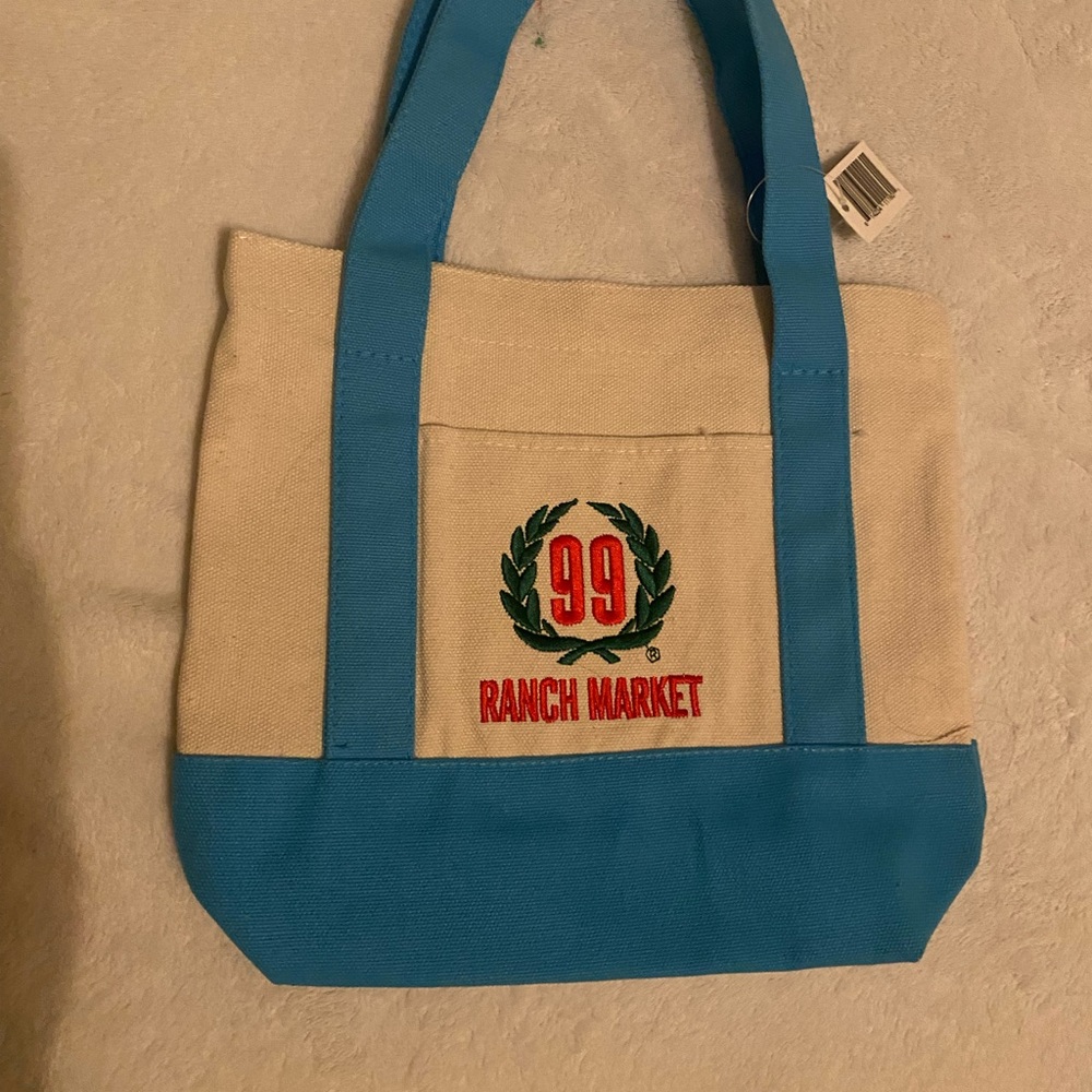 Blue and Cream Tote Bag